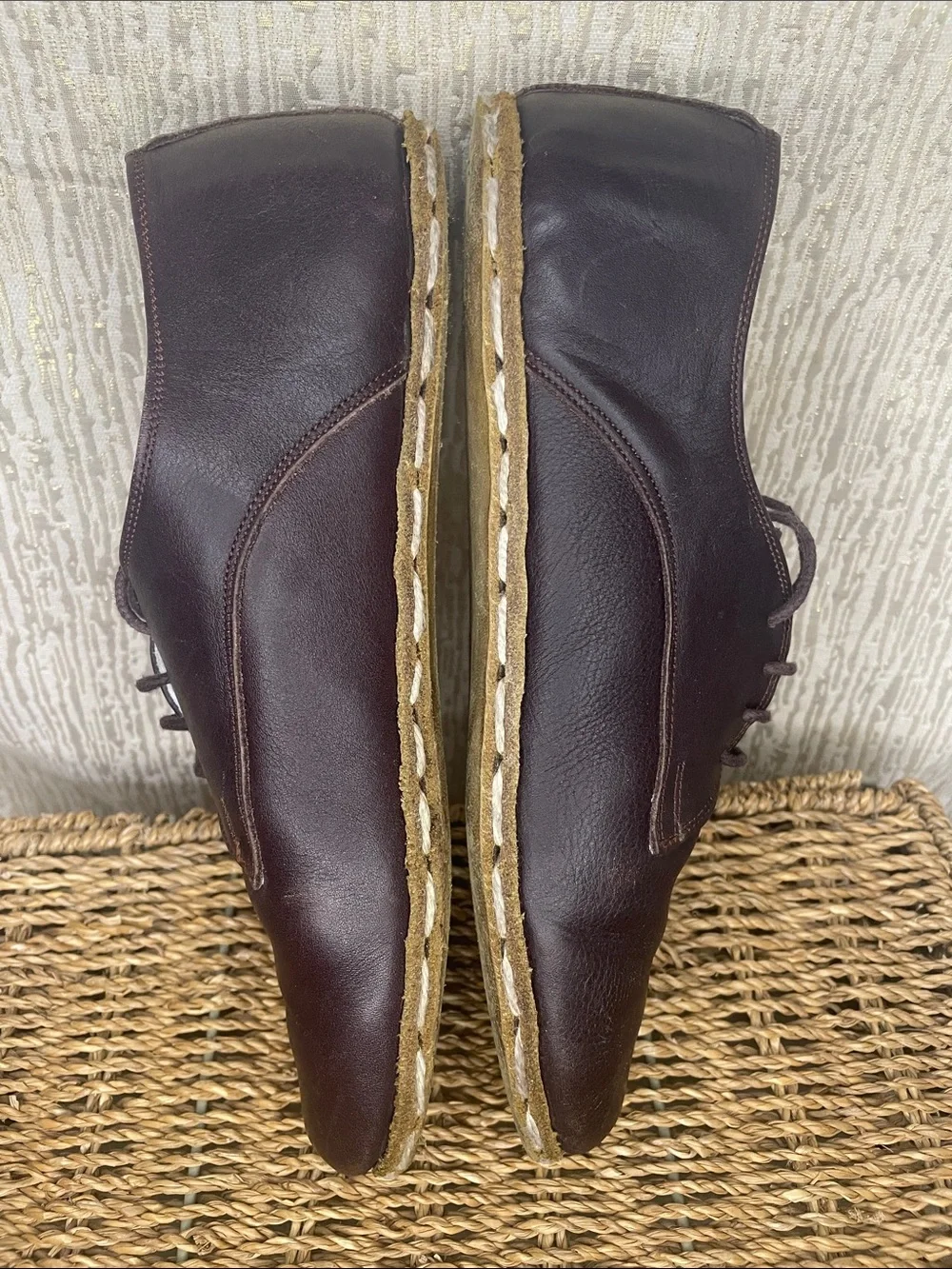 Earth Harmony Grounding Lace-Up Leather Shoes in Dark Brown Women Sz 40